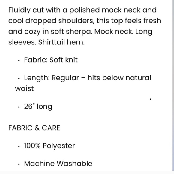 LOFT Fair Isle Mock Neck‎ Sherpa Top, Size Large - Picture 6 of 16